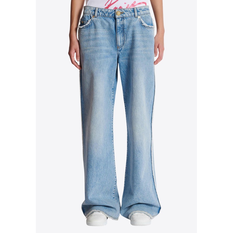 Crystal Logo Patch Straight Jeans Denim wrtwfr_FR 38