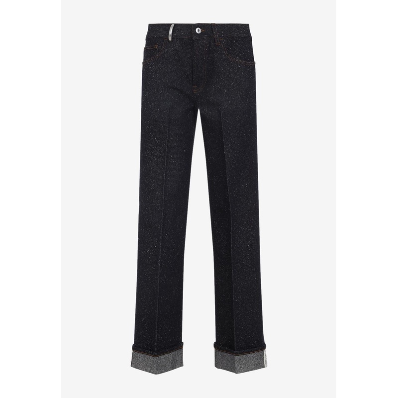 Cuffed Straight-Leg Jeans Blue wrtwbottoms_26