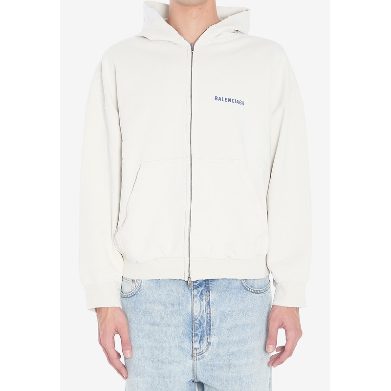 Logo Embroidered Zipped Hoodie White mrtwstd_S