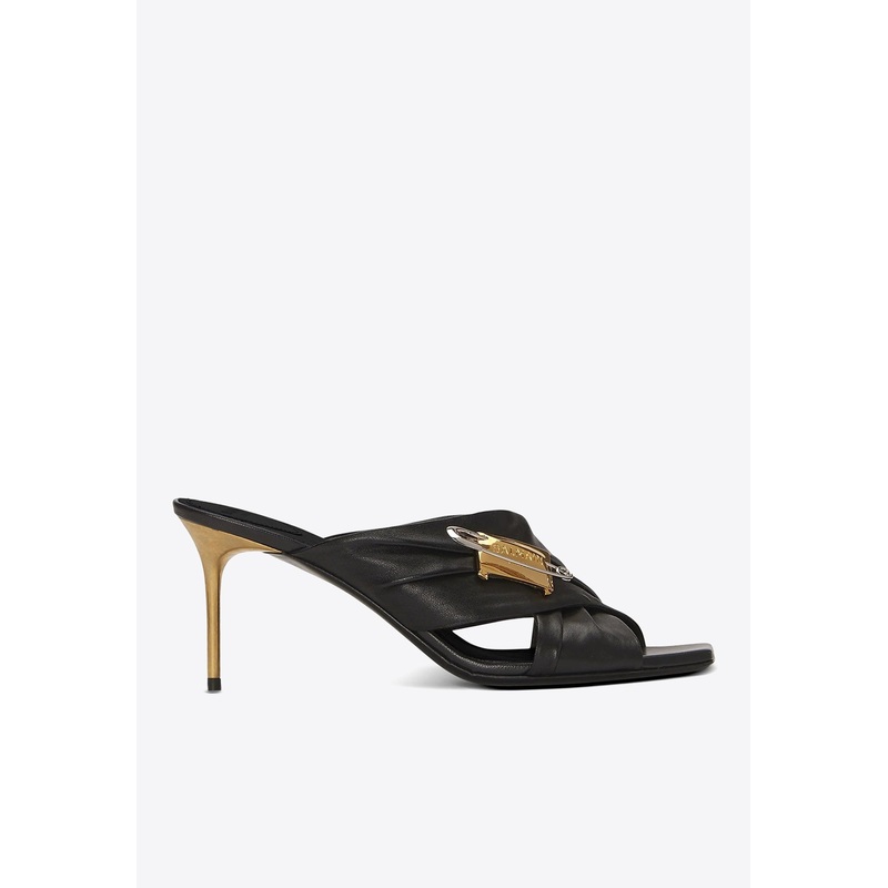 Safety Pin 75 Leather Mules Black wshoeseu_EU 36