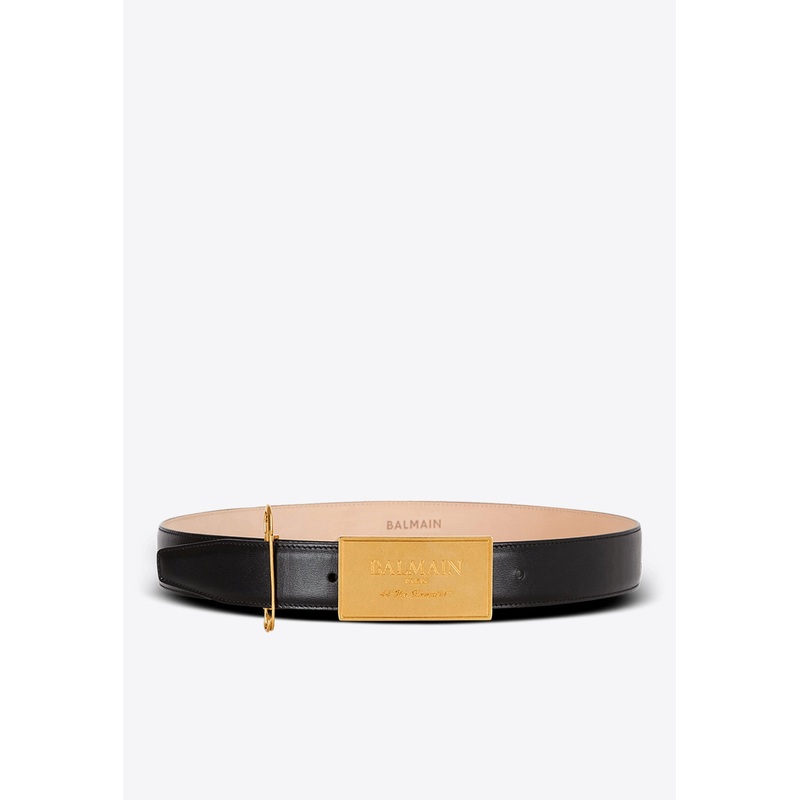 Safety Pin Leather Belt Black 75