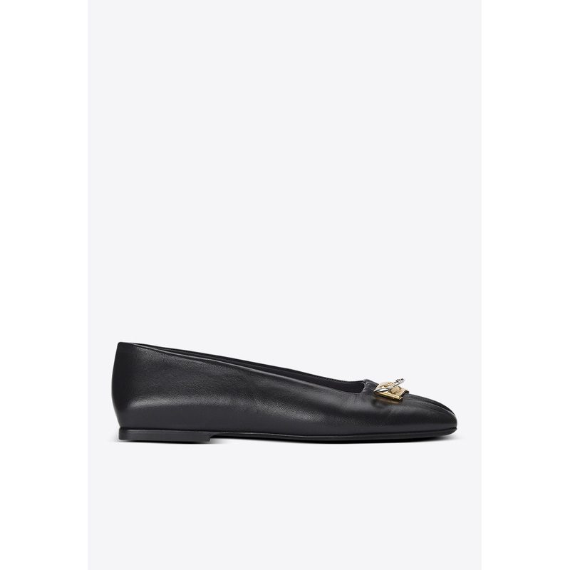 Safety Pin Nappa Leather Ballet Flats Black wshoeseu_EU 36