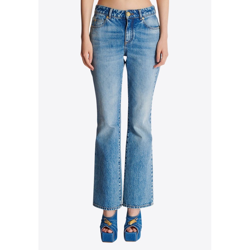 Washed-Out Flared Denim Pants Denim wrtwfr_FR 36