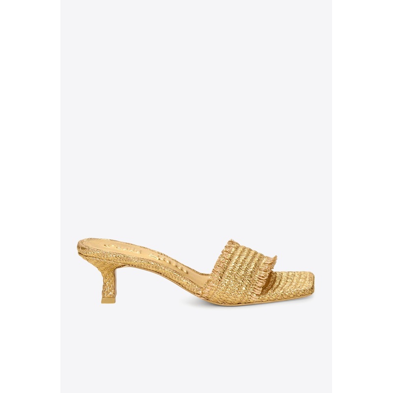 Ada 60 Metallic Straw Mules Gold wshoeseu_EU 36