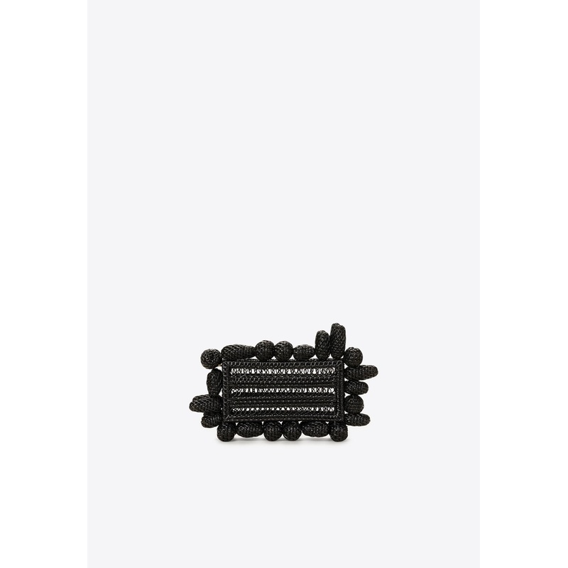 Akira Beaded Rattan Clutch Black Onesize