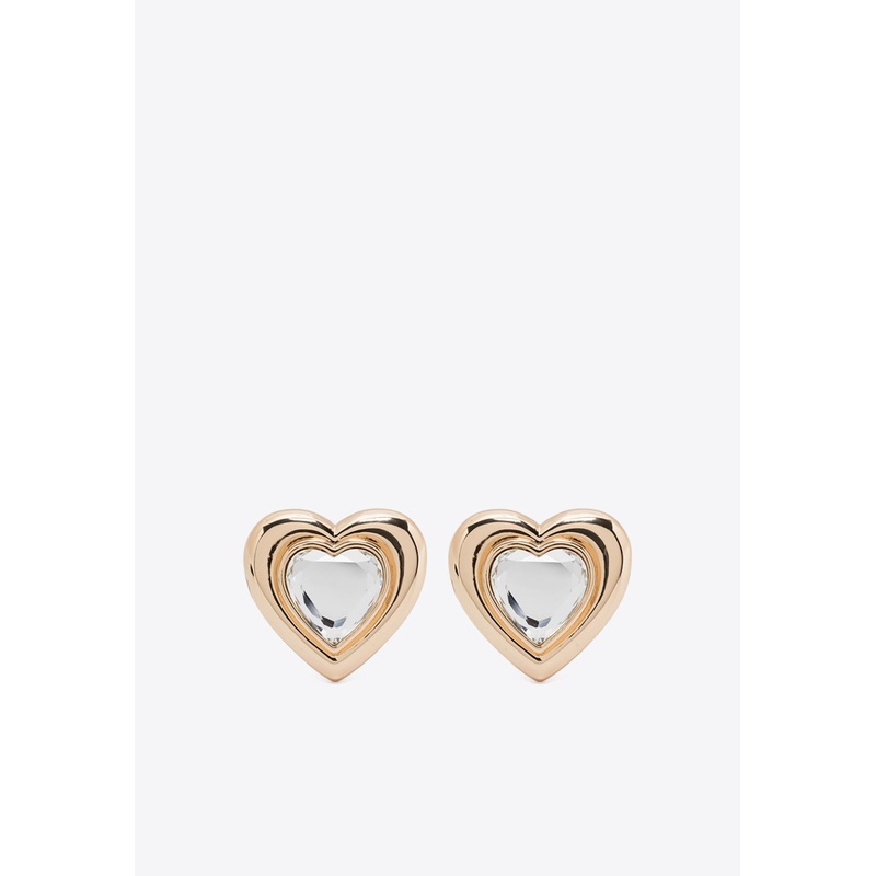 Crystal Heart Earrings Gold Onesize