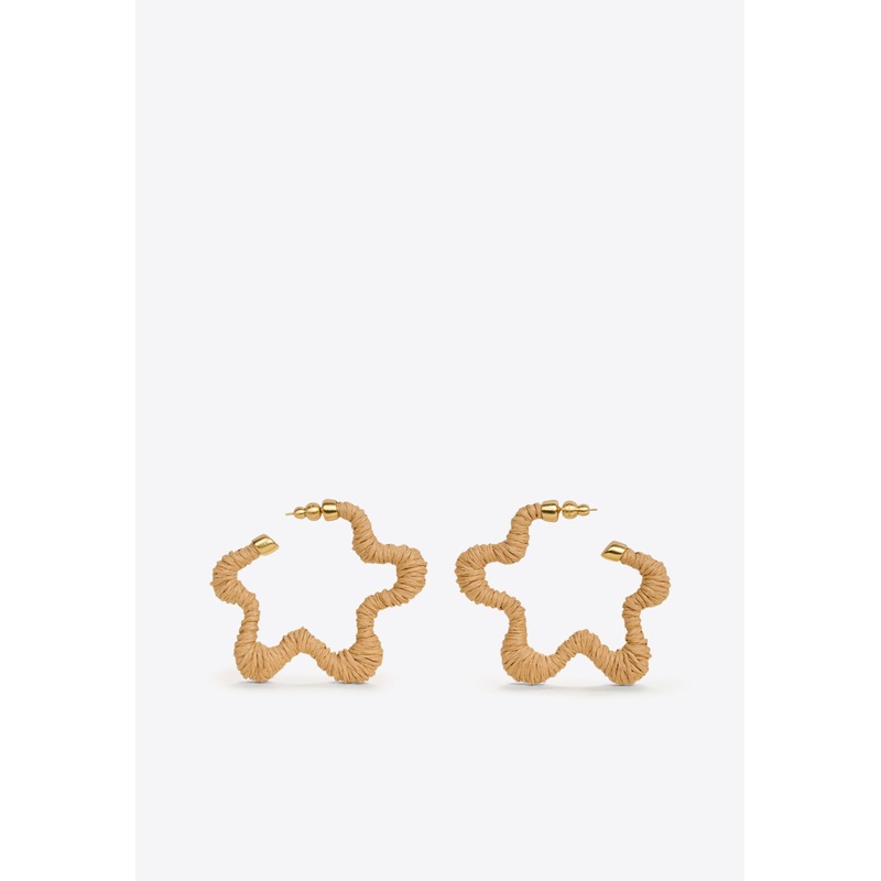 Emiko Star-Shaped Rattan Earrings Natural Onesize