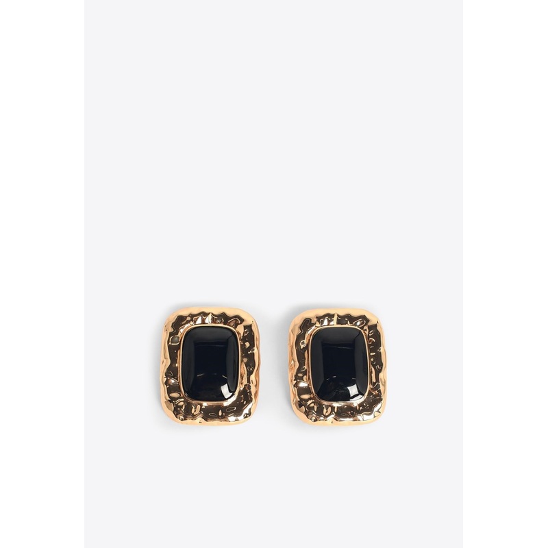 Molded Enamel Earrings Black Onesize