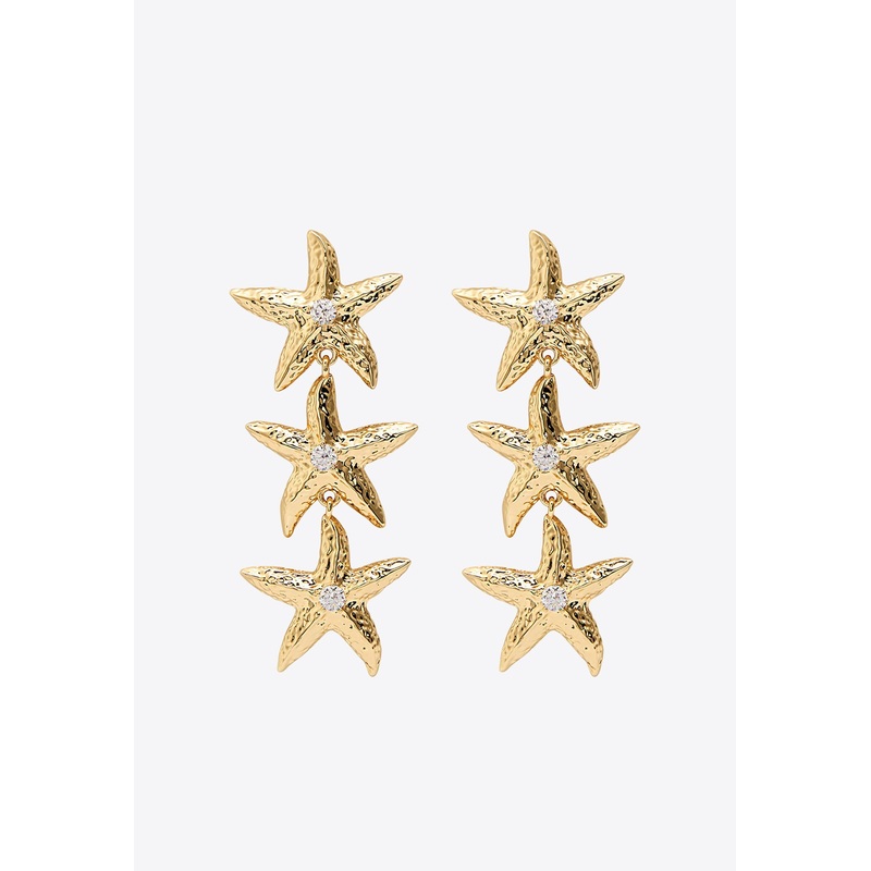 Mottled Sea Star Earrings Gold Onesize