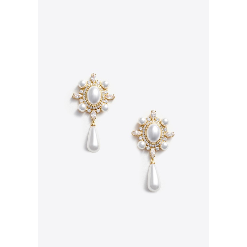 Pearl Drop Earrings Gold Onesize