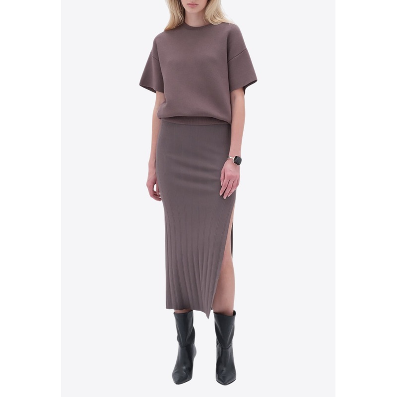 Ribbed Midi Skirt Gray wrtwde_DE 38