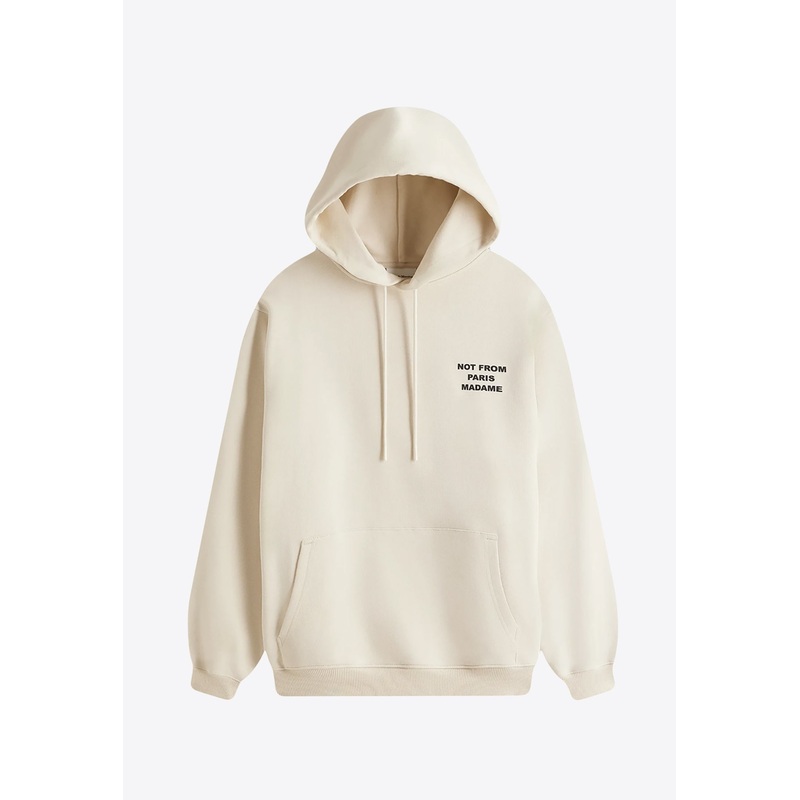 Slogan Print Hooded Sweatshirt Light Beige mrtwstd_S