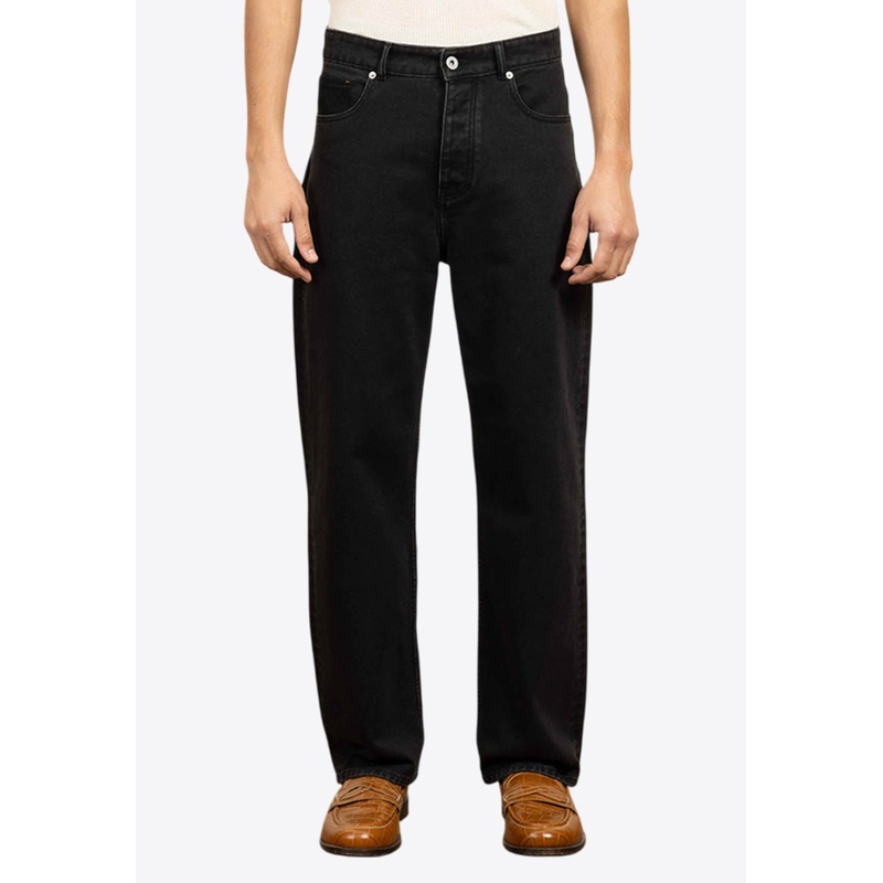 Straight-Leg Stitched Jeans Black mrtwbottoms_30
