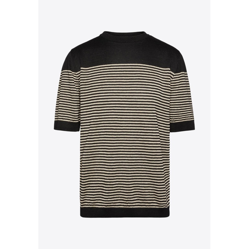 Striped Linen T-shirt Black mrtwstd_S