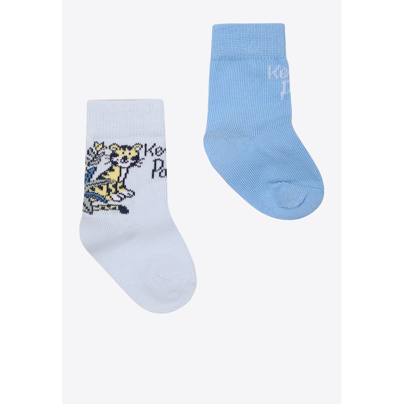 Boys Intarsia Knit Ribbed Socks – Set of 2 Light Blue 17