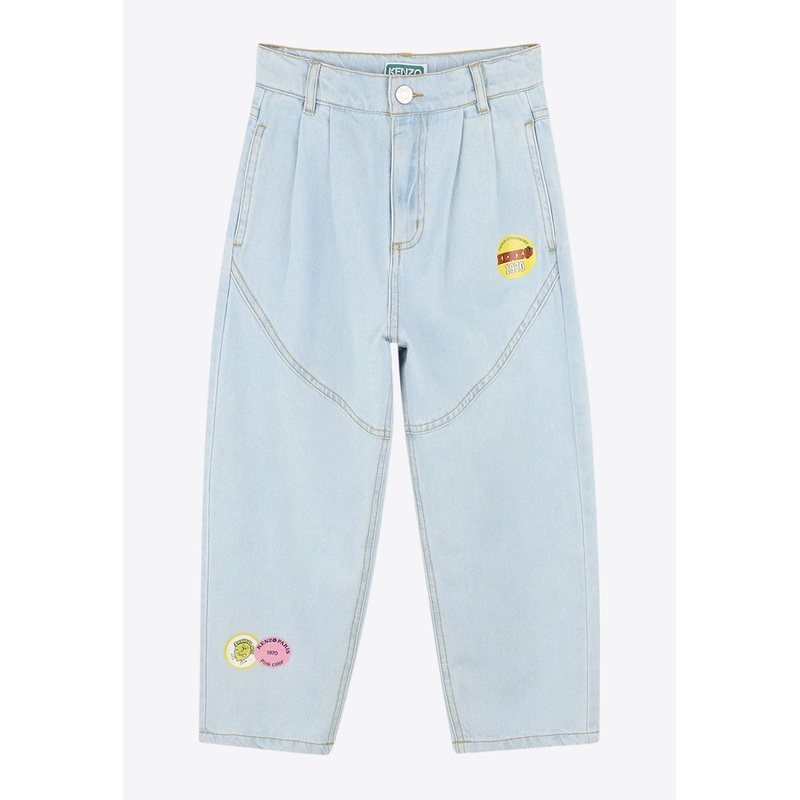 Girls Fruity Stickers Print Jeans Denim 2 Yrs