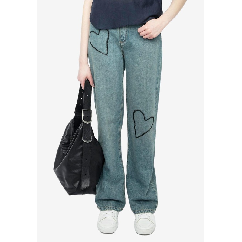 Elio Embroidered Heart Straight Jeans Denim wrtwbottoms_27