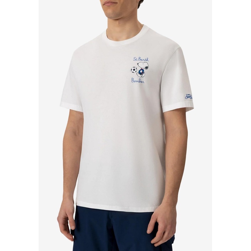 Snoopy Soccer Print T-shirt White mrtwstd_M