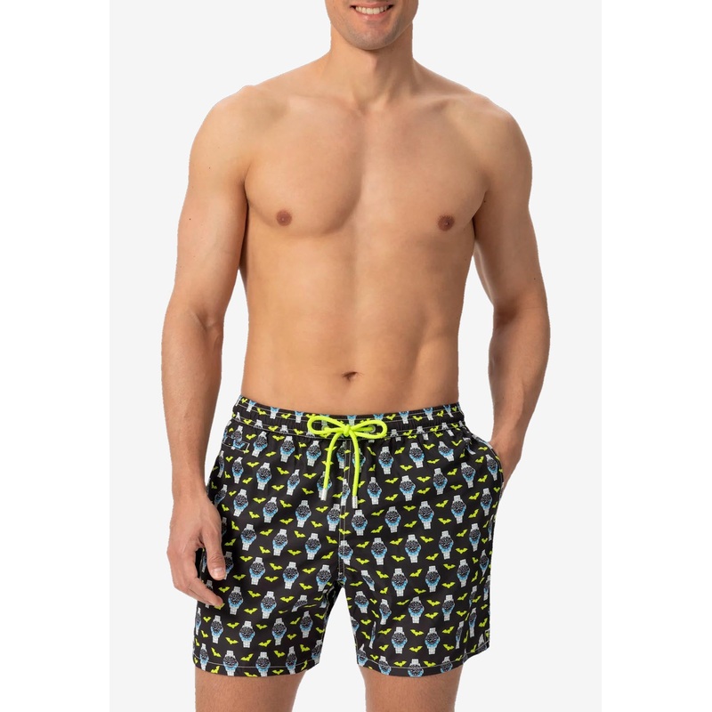 Watch and Bats Print Swim Shorts Multicolor mrtwstd_S