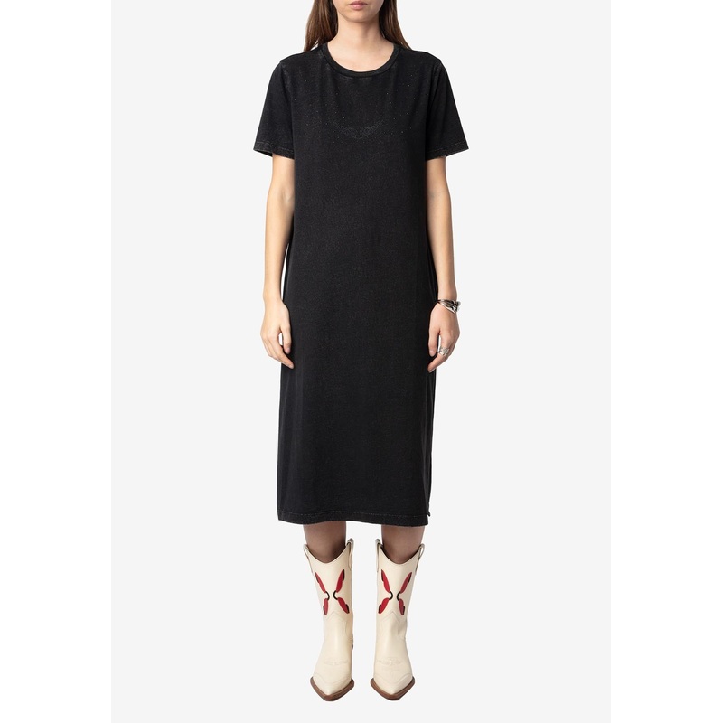 Zaid Midi T-shirt Dress Black wrtwstd_S