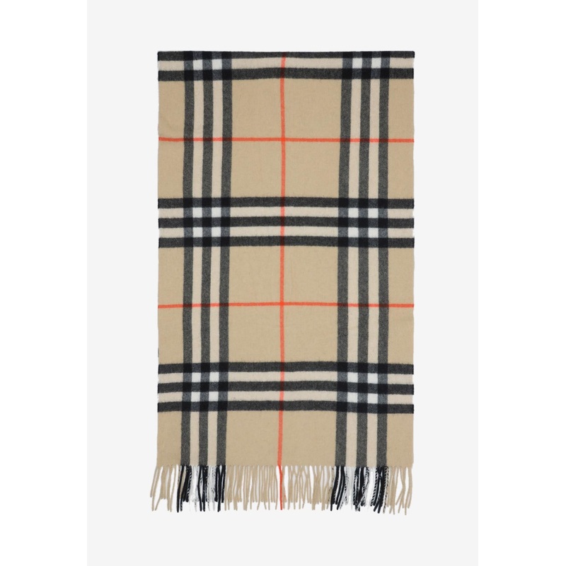 Checked Cashmere Scarf Beige Onesize