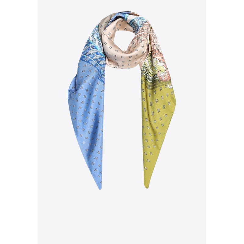 Madras Print Silk Scarf Multicolor Onesize