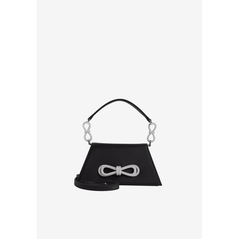 Samatha Double Bow Satin Shoulder Bag Black Onesize