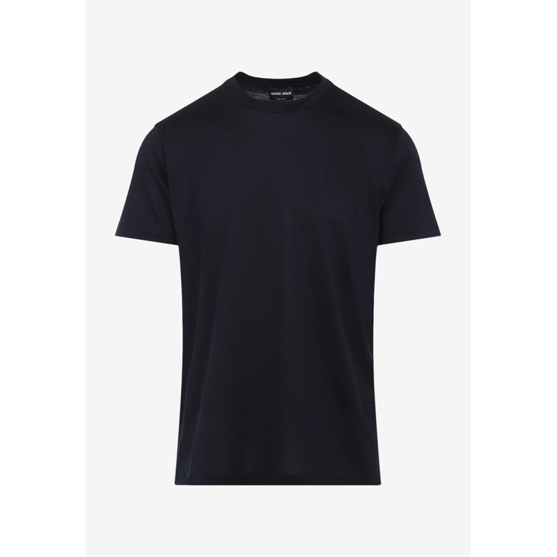 Short-Sleeved Silk T-shirt Blue mrtwit_IT 46