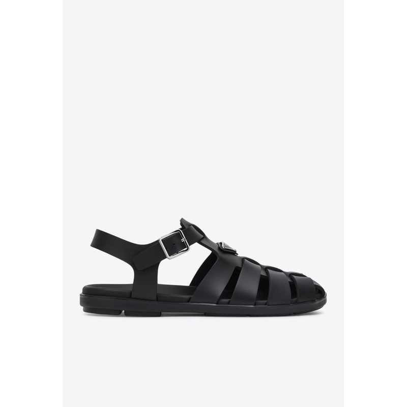 Triangle Logo Rubber Cage Sandals Black mshoesuk_UK 5