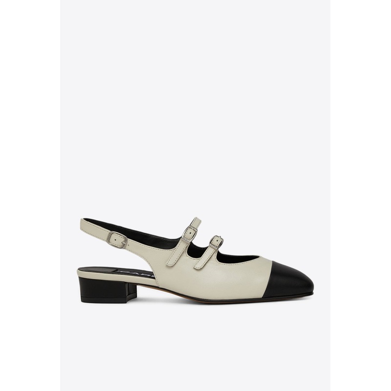 Abricot Mary-Jane Leather Slingback Flats Beige wshoeseu_EU 36