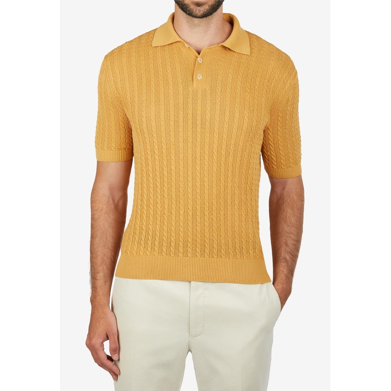 Cable Knit Polo T-shirt Yellow mrtwit_IT 50