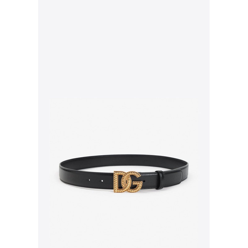 DG Logo Leather Belt Black 70