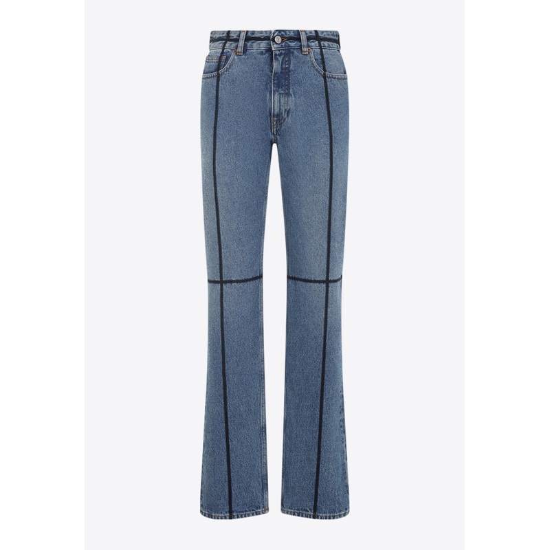 Straight-Leg Jeans with Straps Embellishments Blue wrtwbottoms_25