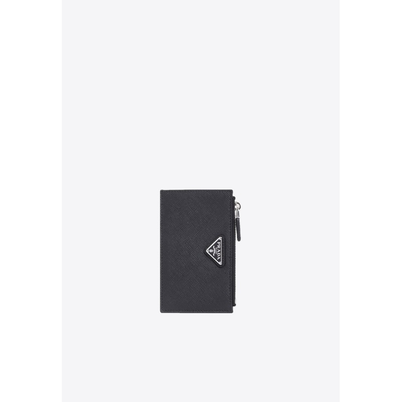 Triangle Logo Leather Cardholder Black Onesize