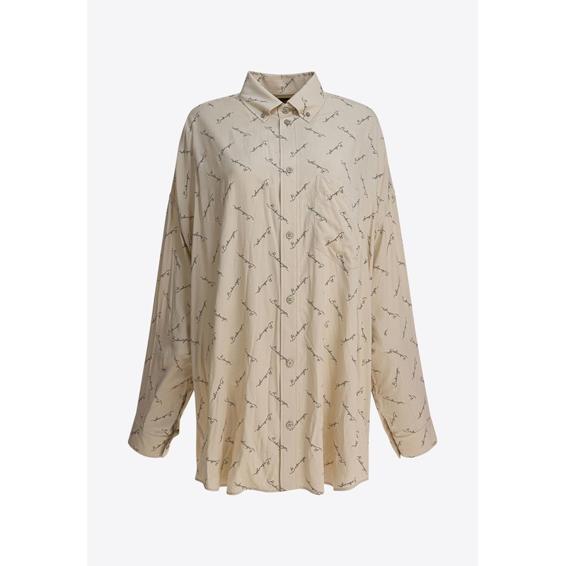 All-Over Logo Long-Sleeved Shirt Beige wrtwstd_XXS