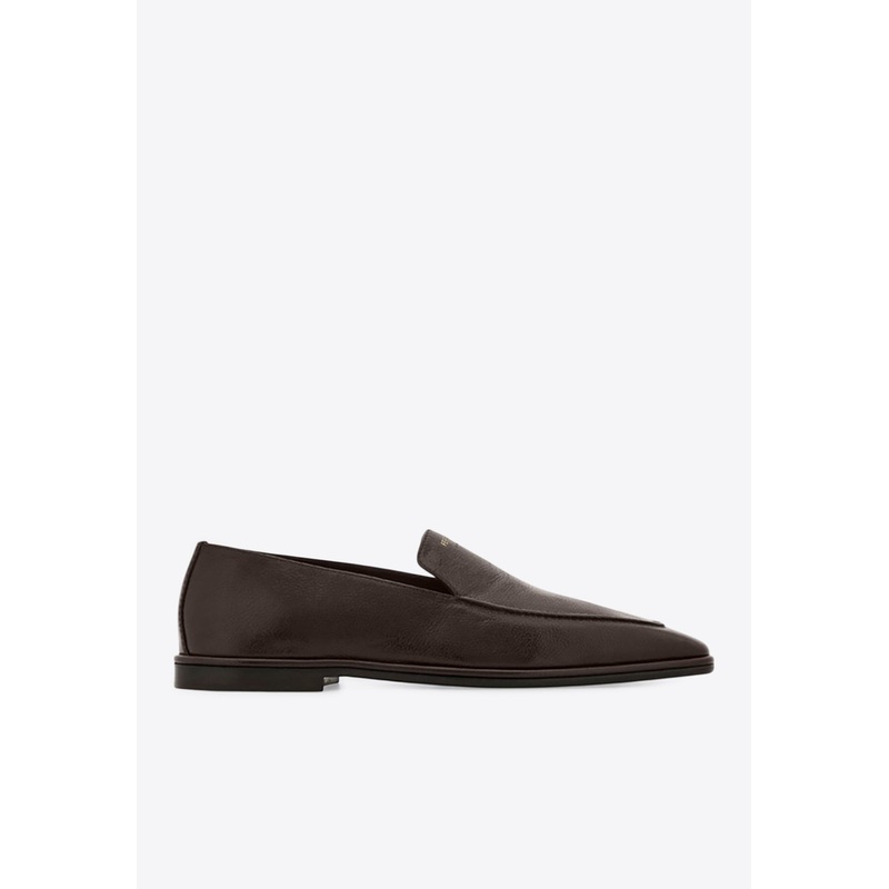 Brian Square-Toe Leather Loafers Brown mshoesus_US 5