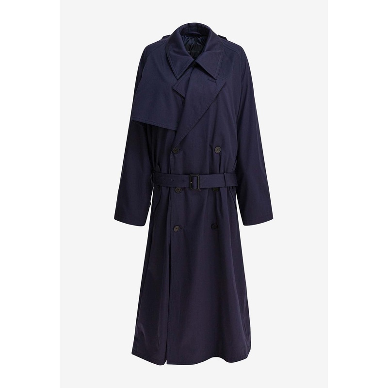 Double-Breasted Belted Trench Coat Blue wrtwfr_FR 36