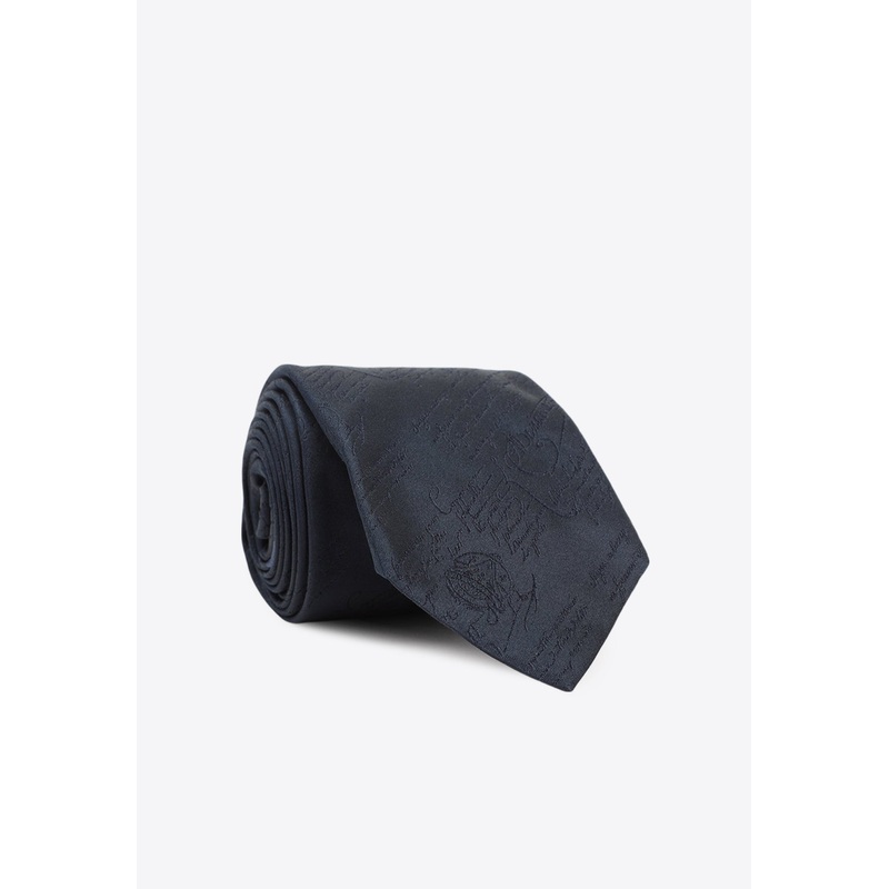 Logo Jacquard Silk Tie Blue Onesize
