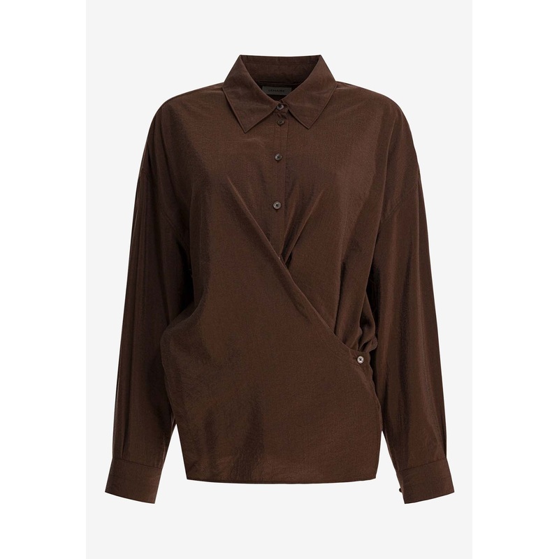 Twisted Silk Long-Sleeved Shirt Brown wrtwfr_FR 38