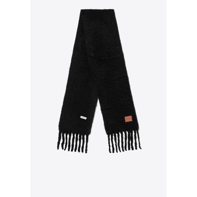 Anagram Patch Mohair and Wool Scarf Black Onesize