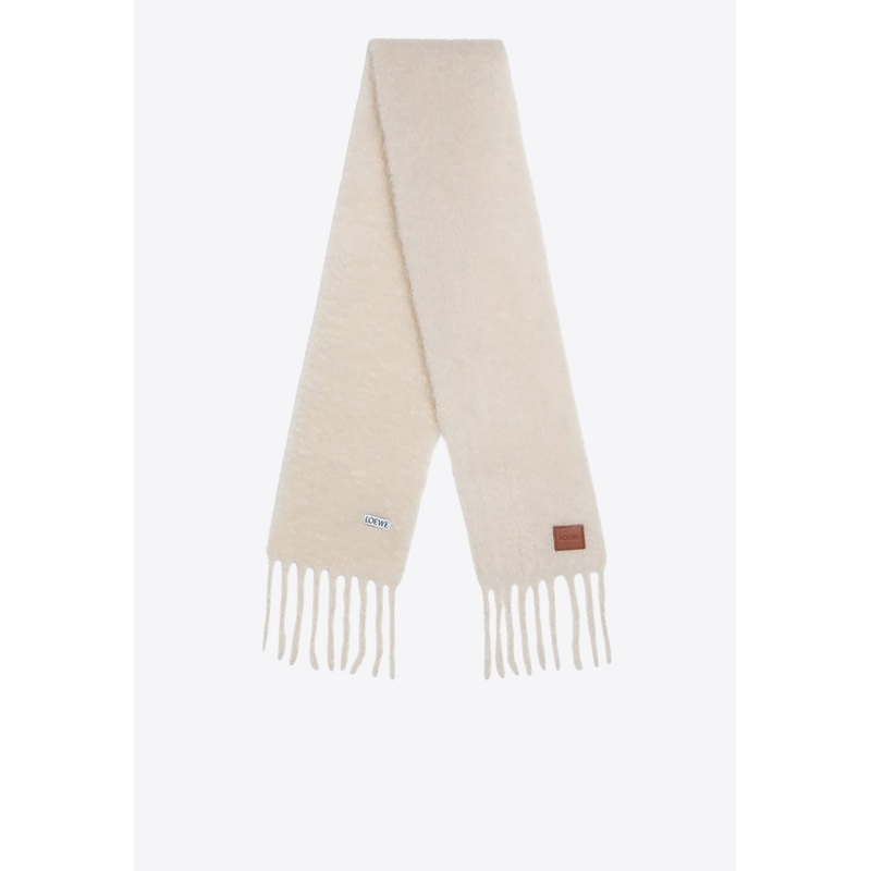 Anagram Patch Mohair and Wool Scarf Cream Onesize