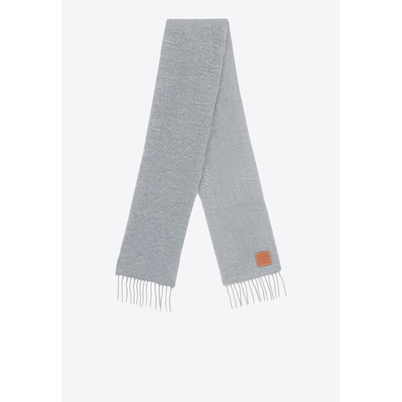 Anagram Patch Mohair and Wool Scarf Gray Onesize