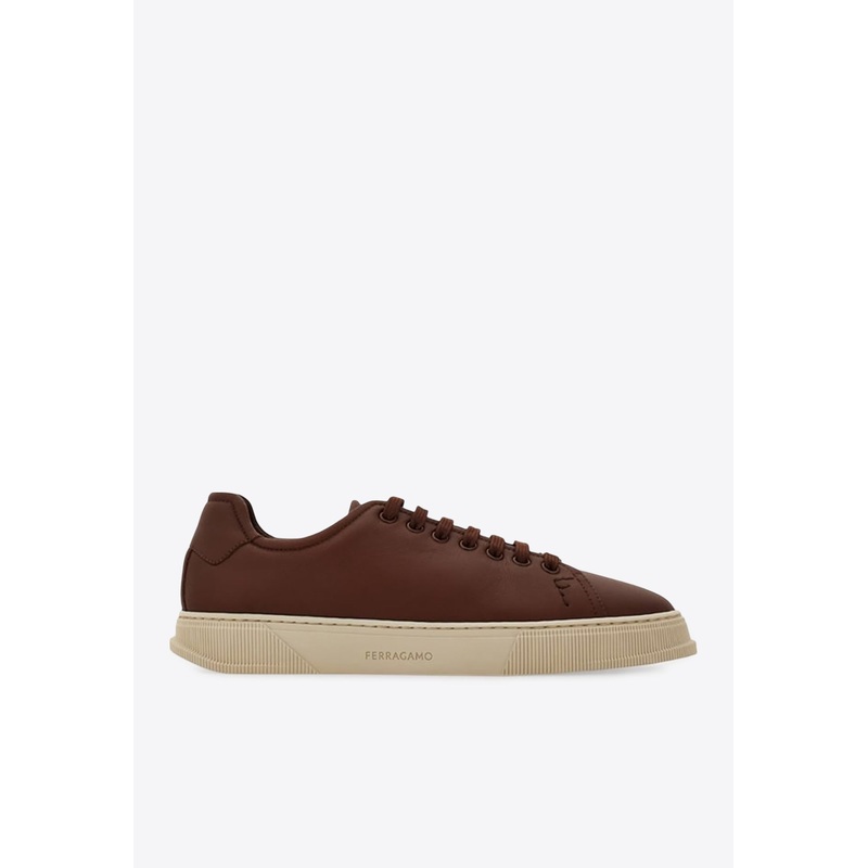 Calf Leather Low-Top Sneakers Brown mshoesus_US 5