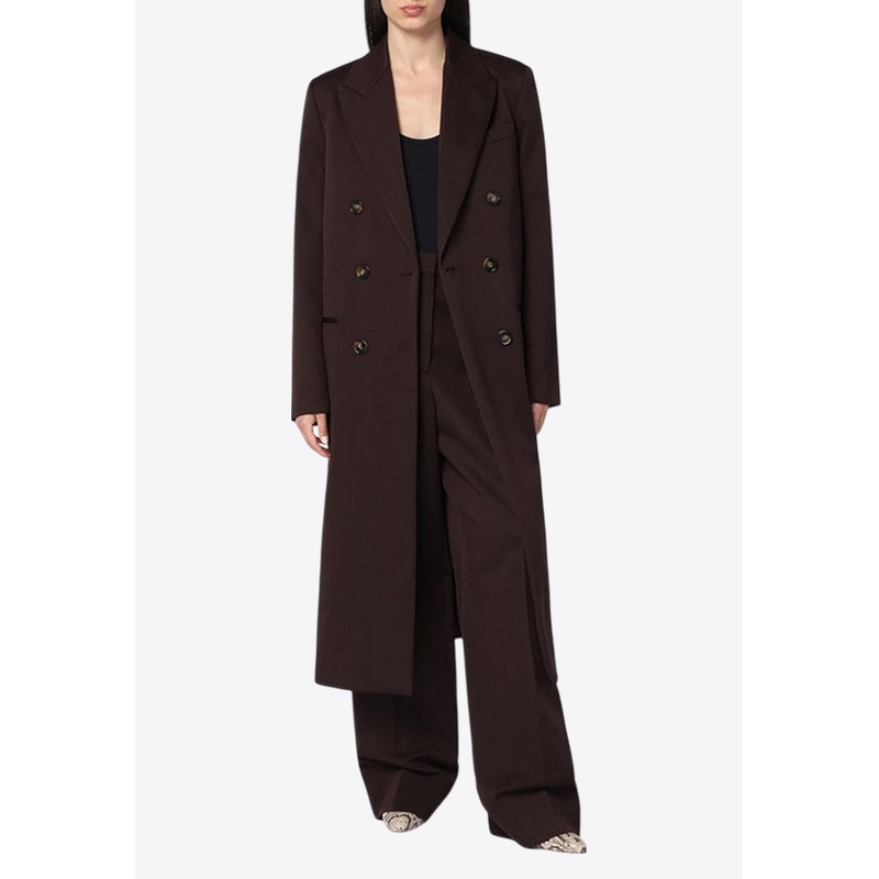 Double-Breasted Wool Coat Brown wrtwit_IT 40
