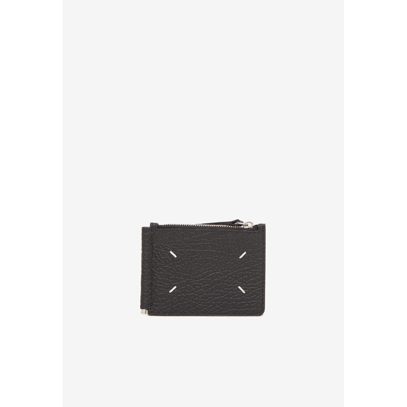 Four Stitches Leather Zip Wallet Black Onesize