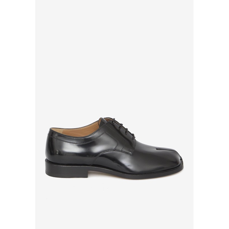 Tabi Brushed Leather Lace-Up Shoes Black mshoeseu_EU 40