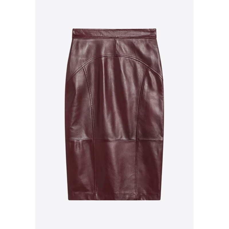 Taiga Pencil Skirt in Nappa Leather Bordeaux wrtwit_IT 38