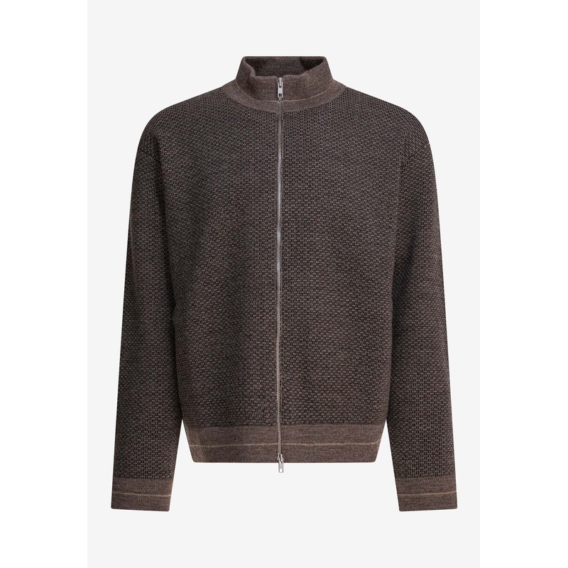 Zip-Up Wool Cardigan Gray mrtwstd_M