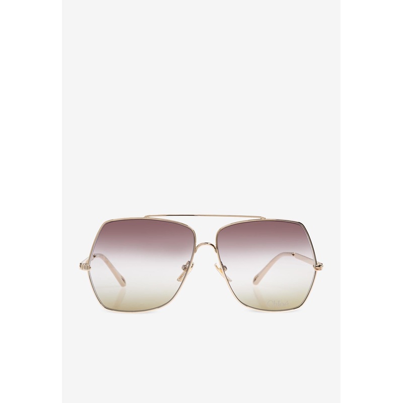 Aly Geometric Aviator Sunglasses Green Onesize