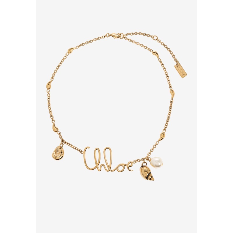 Iconic Logo Shells Choker Necklace Gold Onesize
